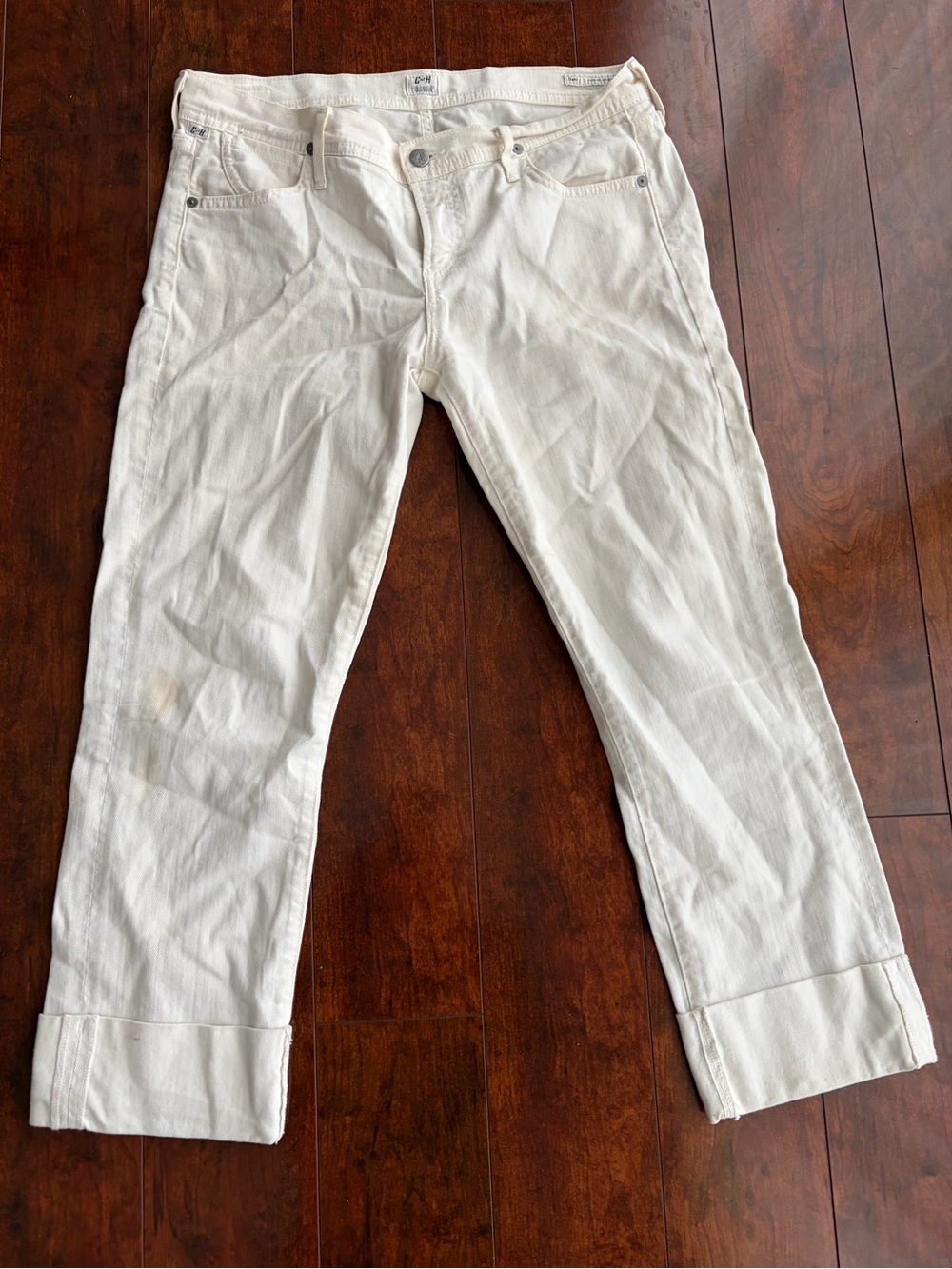 Citizens of Humanity Dani Cropped Cuffed Capri Straight Leg White Jeans 29